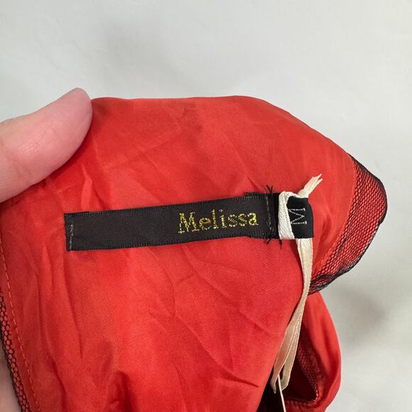 NWT Melissa Taffeta Peplum Dress Orange Black Tulle Mini Party Cocktail Size M - Picture 6 of 8